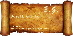 Bozsik Gábor névjegykártya